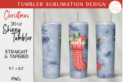 Christmas Tumbler Sublimation PNG. Christmas Stocking Tumbler Wrap