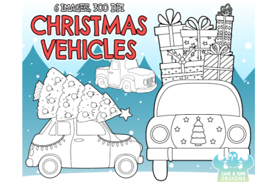 Christmas Vehicles Digital Stamps - Lime and Kiwi Designs