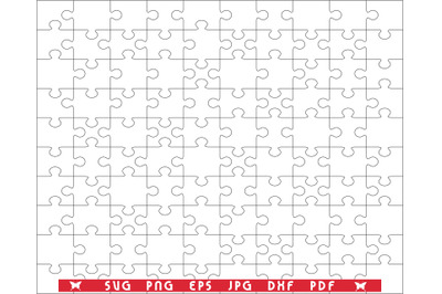 SVG White Puzzle, Separate Parts, digital clipart