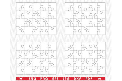 SVG White Puzzles, Separate Piece, Digital clipart