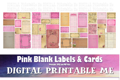 Pink Labels Cards  Blank Junk Journal, Kit, Vintage Pharmacy apothecar