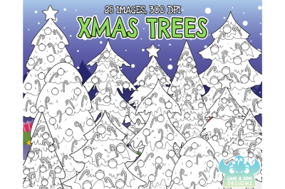 Christmas Trees Digital Stamps - Lime and Kiwi Designs