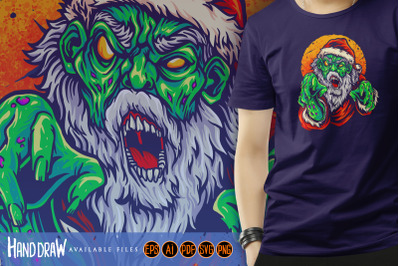 Santa Claus Scream Zombie Illustrations