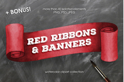 Red ribbons &amp; banners collection