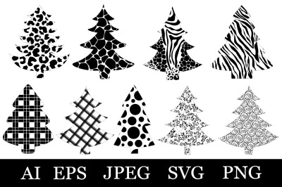 Christmas tree sublimation. Christmas tree animal print SVG