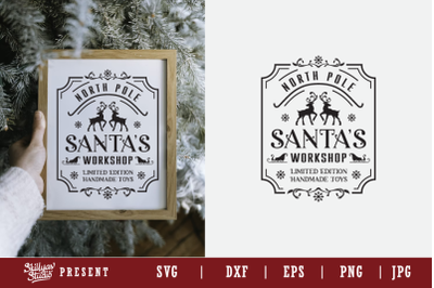 Santa Workshop SVG, DXF, EPS, Png Cut File for Christmas signs