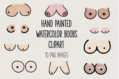 Hand drawn watercolor boobs clipart