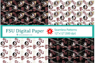 FSU Digital Paper Pack - 4 FSU Seamless Patterns Bundle