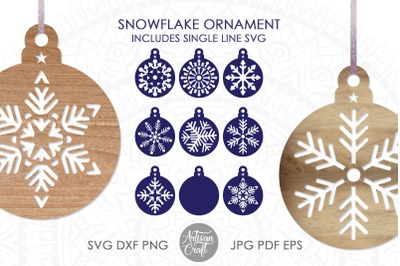 Snowflake ornament SVG cut file for Christmas decor