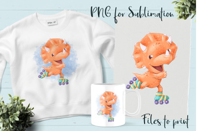 Cute Dino sublimation. Design for printing.