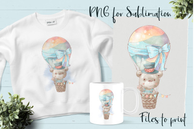 Cute Bear sublimation. Design for printing.