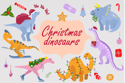 Christmas dinosaurs SVG