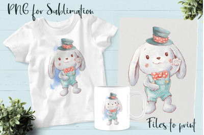 Cute bunny sublimation. Design for printing.