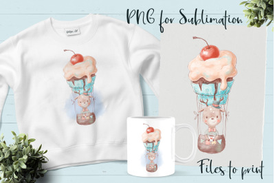 Cute deer sublimation. Design for printing.
