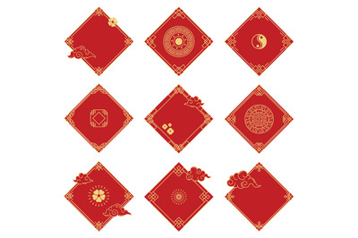 Traditional chinese decorative oriental ornament festive cards. Asian