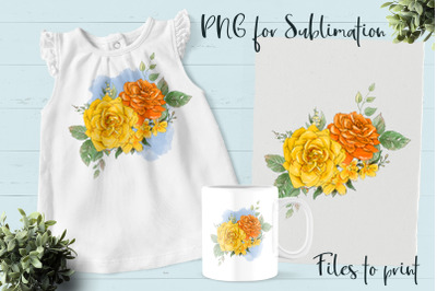 Flowers sublimation. Design for printing.