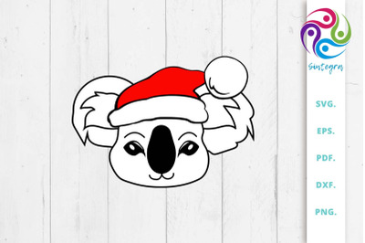 Koala With Christmas Santa Hat SVG File