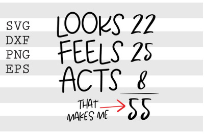 Looks 22 feels 25 ...that makes me 55 SVG