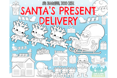 Santa&#039;s Present Delivery Digital Stamps - Lime and Kiwi Designs