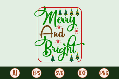 Merry and Bright svg cut file