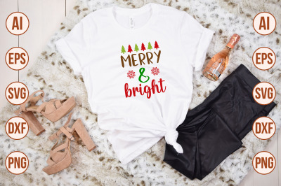 Merry &amp; Bright svg cut file