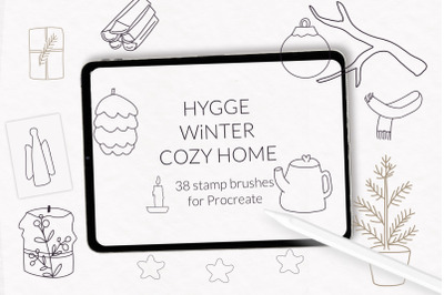 Hygge winter cozy home stamps