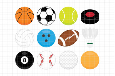 Sports Balls-Digital Clipart (LES.CL26)