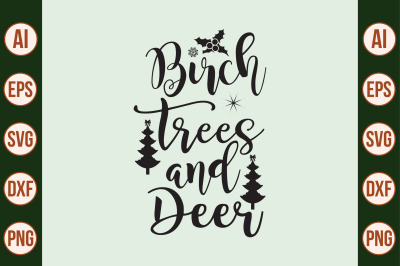 Birch trees and deer svg cut file