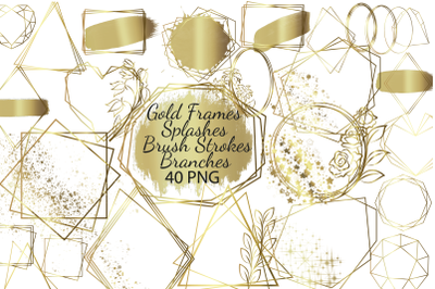 Golden Frame png, Geometric Gold Frames Clipart, Gold Border,