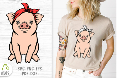 Pig svg Pig with bandana svg Cute baby farm animals svg Layered svg