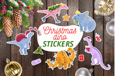 Christmas dino - stickers