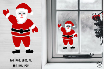 Santa svg. Santa Claus window sticker, door hanger, xmas