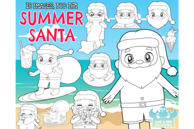 Summer Santa Digital Stamps - Lime and Kiwi Designs