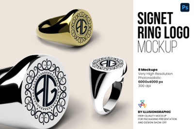 Signet Ring Logo Mockup - Gold and Platinum
