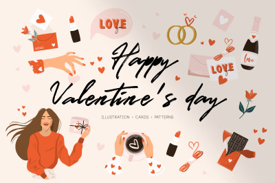 Valentines Day cards and clip arts