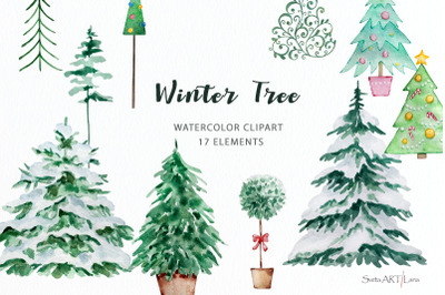 Watercolor Christmas Tree clipart