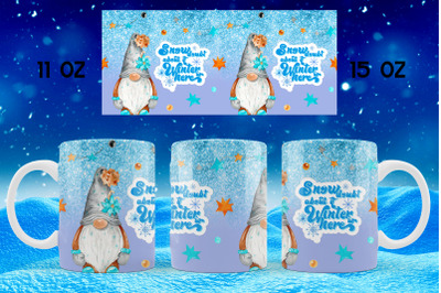 Winter gnome Christmas mug sublimation design Winter quote.