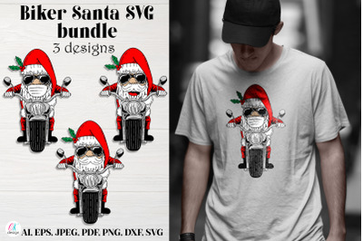 Biker Santa SVG bundle. Christmas SVG. Santa Cut files.