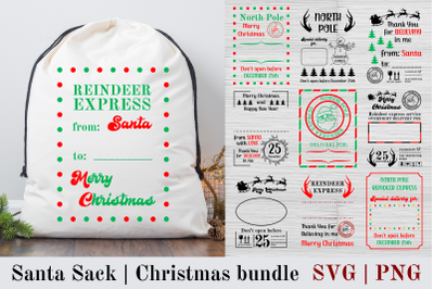 Santa Sack SVG and PNG Bundle, Christmas Santa Bag SVG