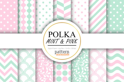 Polka Mint&nbsp;And Pink Digital Paper - S1211