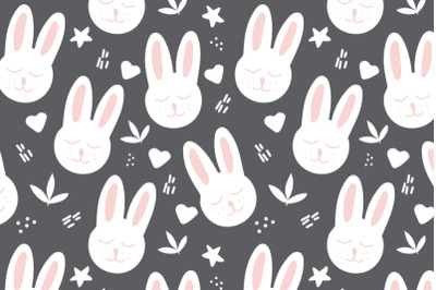 bunny seamless pattern grey