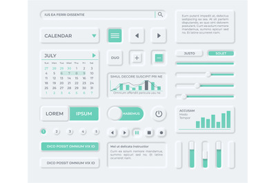 Neumorphism ui components for business app dashboard design. Modern ne