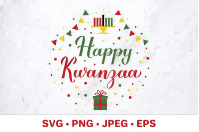 Happy Kwanzaa. Afro American Christmas. Kwanzaa SVG