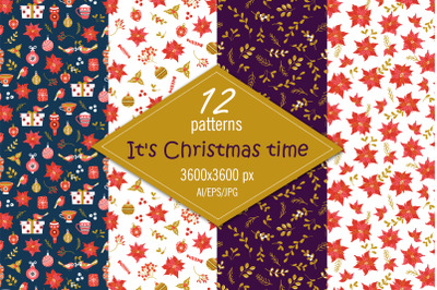 It&#039;s Christmas time - digital paper/seamless patterns