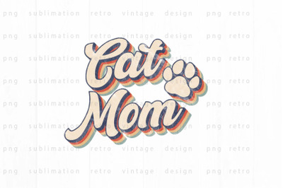 Retro Cat mom PNG Design