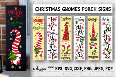 Christmas gnomes porch signs bundle. Holiday vertical signs