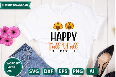 happy fall y all svg cut file