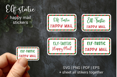 Christmas gift tags,&nbsp;4 envelopes&nbsp;Elf happy mail Sticker designs