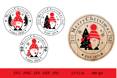 Christmas Gnome SVG.Christmas Round Sign. Christmas Ornament