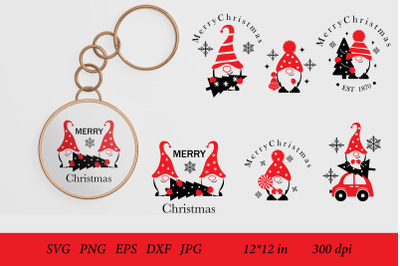 Gnome Keychain. Gnome Christmas. Gnome SVG. Christmas Gnomes